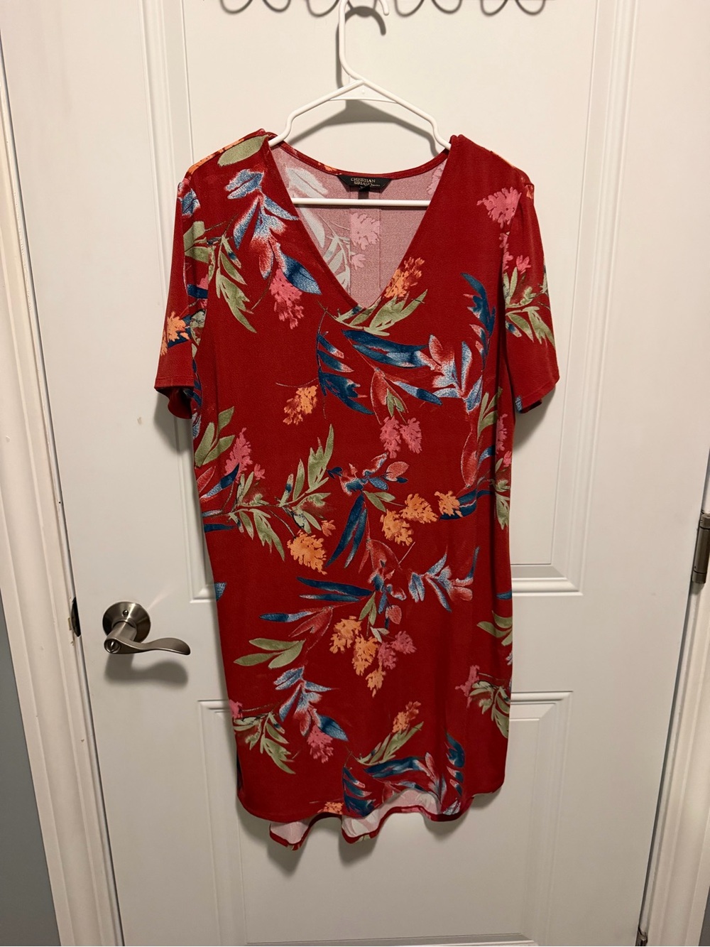 Christian Siriano Red Floral V-Neck Dress XL Plus